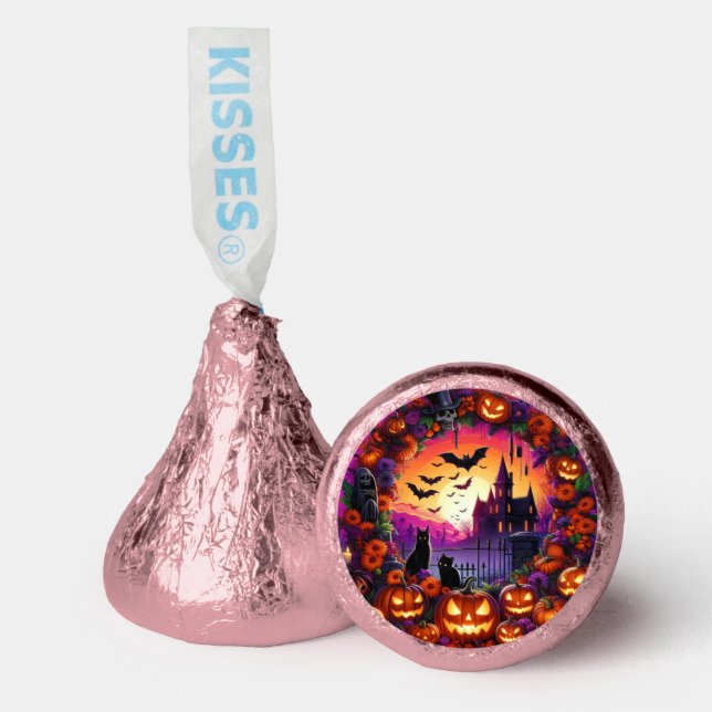 Spooky Halloween Plates Pumpkins and Haunted House Hershey®'s Kisses® (Front)