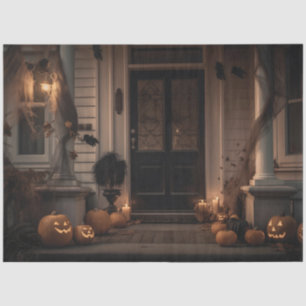 Spooky Halloween Porch Decor with Jack-o'-Lanterns Tissue Paper