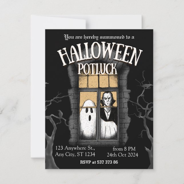 Spooky Halloween Potluck Invitation (Front)