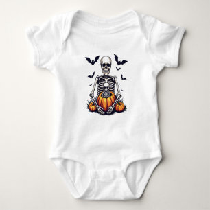 Spooky Halloween Pregnant Skeleton Pregnancy  Baby Bodysuit