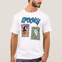 Spooky Halloween pumpkin and ghost vintage stamps