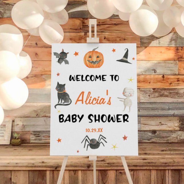 Spooky Halloween Pumpkin Baby Shower Welcome Sign (Creator Uploaded)