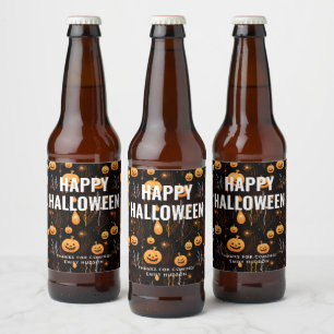 Spooky Halloween Pumpkin Beer Bottle Label