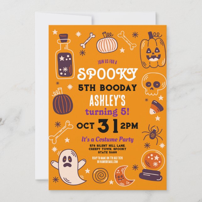 Spooky Halloween Pumpkin Birthday Kids Invitation (Front)
