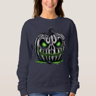 Spooky Halloween Pumpkin Black and White Skeleton Sweatshirt