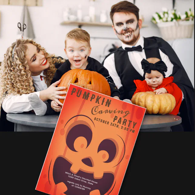 Spooky Halloween Pumpkin Carving Contest Party Invitation | Zazzle