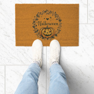 Spooky Halloween Pumpkin Coir Door Mat - 24" x 16"