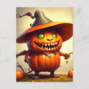 Spooky Halloween Pumpkin Creature Postcard