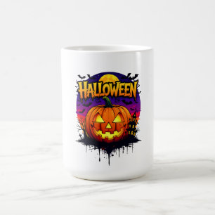 Spooky Halloween Pumpkin Design with Moonlit Sky a Coffee Mug