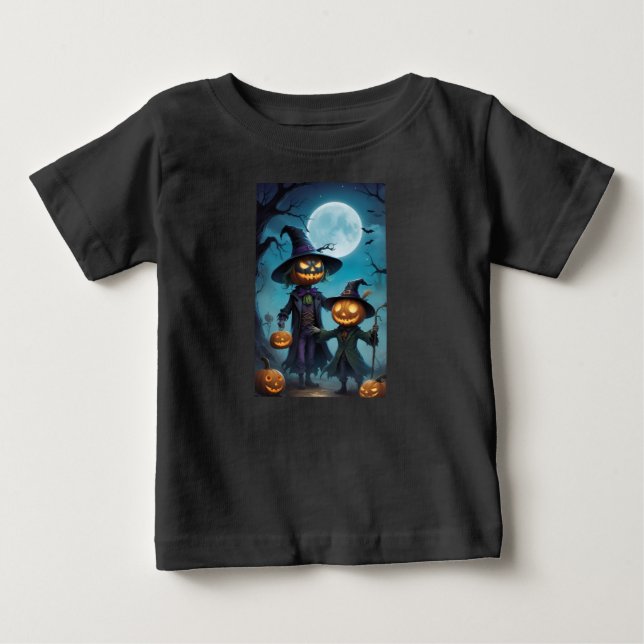 Spooky Halloween Pumpkin Duo Baby T-Shirt (Front)