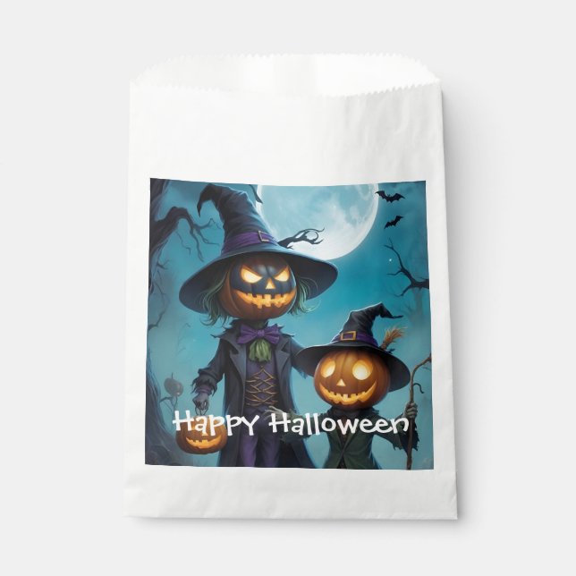 Spooky Halloween Pumpkin Duo Favor Bag (Front)