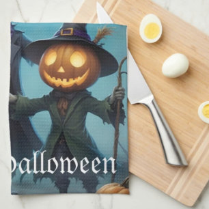 Spooky Halloween Pumpkin Duo Kitchen Towel