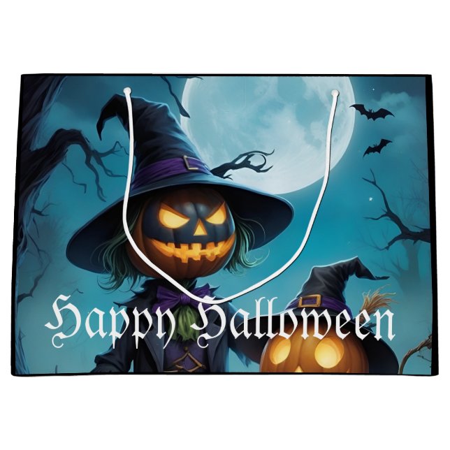 Spooky Halloween Pumpkin Duo Large Gift Bag (Front)