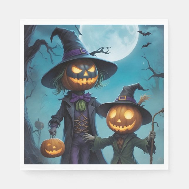 Spooky Halloween Pumpkin Duo Napkins (Front)