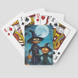 Spooky Halloween Pumpkin Duo Poker Cards