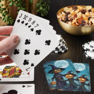 Spooky Halloween Pumpkin Duo Poker Cards