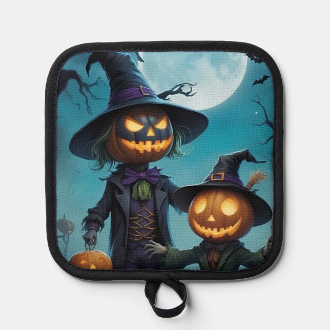 Spooky Halloween Pumpkin Duo Pot Holder (Front)