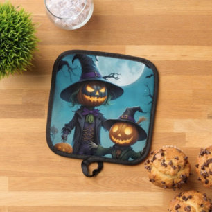 Spooky Halloween Pumpkin Duo Pot Holder