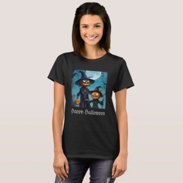 Spooky Halloween Pumpkin Duo T-Shirt (Comfy tri-blend women’s tee feminine fit, scoop neck, short sleeves, relaxed fit.  
)
