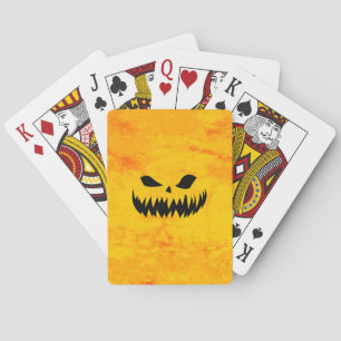 Spooky Halloween Pumpkin Face Poker Cards