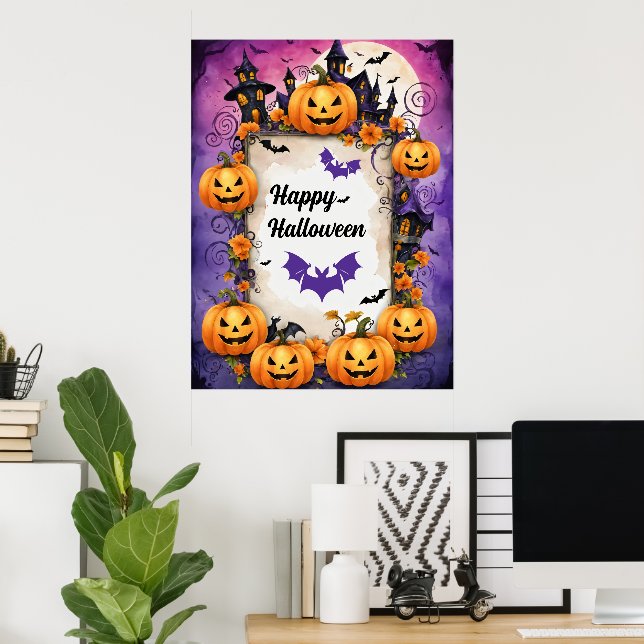 Spooky Halloween Pumpkin Frame Poster (Home Office)