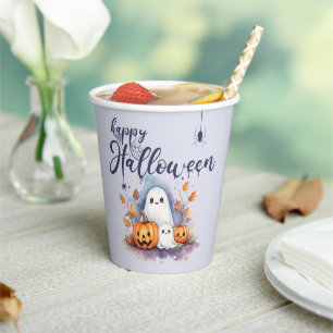 Spooky Halloween Pumpkin Ghost Paper Cups