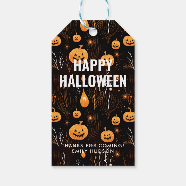 Spooky Halloween Pumpkin Gift Tags (Front)