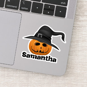 Spooky Halloween Pumpkin Hat Personalized Sticker