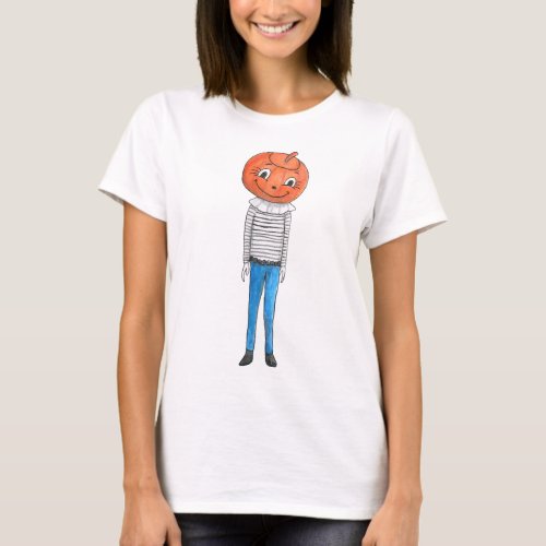 Spooky Halloween Pumpkin Head Creepy Clown Graphic T_Shirt