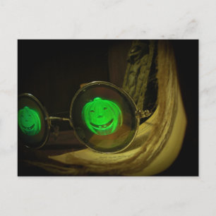 Spooky Halloween Pumpkin Hologram Specs Postcard