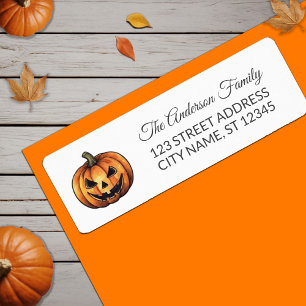 Spooky Halloween Pumpkin Return Address Label