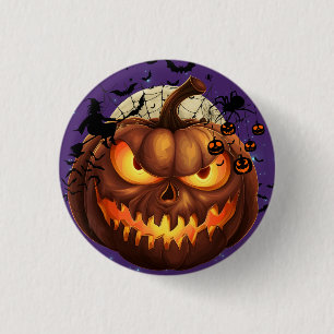 Spooky Halloween Pumpkin Round Badge Button