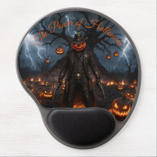 Spooky Halloween Pumpkin Sheriff Cowboy Lightning Gel Mouse Pad