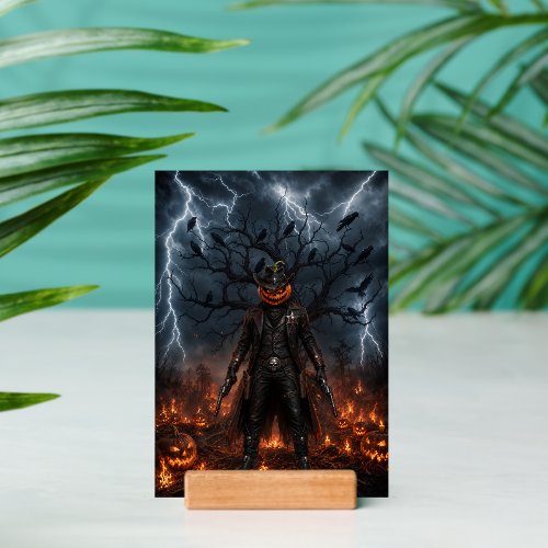 Spooky Halloween Pumpkin Sheriff Cowboy Lightning Holder