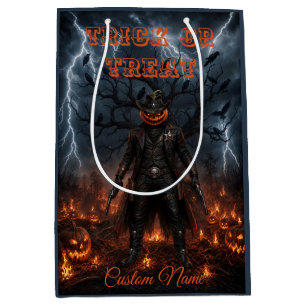 Spooky Halloween Pumpkin Sheriff Cowboy Lightning  Medium Gift Bag