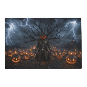 Spooky Halloween Pumpkin Sheriff Cowboy Lightning Placemat