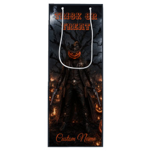 Spooky Halloween Pumpkin Sheriff Cowboy Lightning  Wine Gift Bag