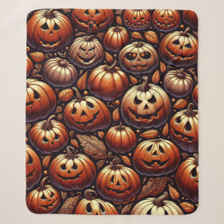 Spooky Halloween Pumpkin Sherpa Blanket