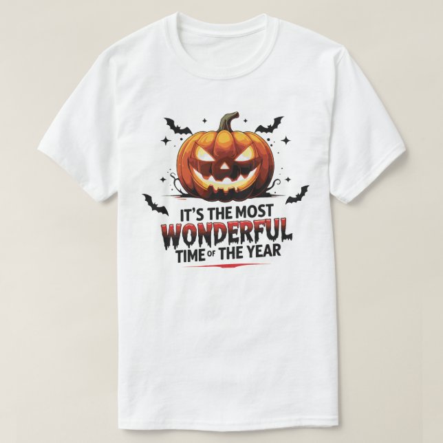 Spooky Halloween Pumpkin Shirt White Print (Design Front)