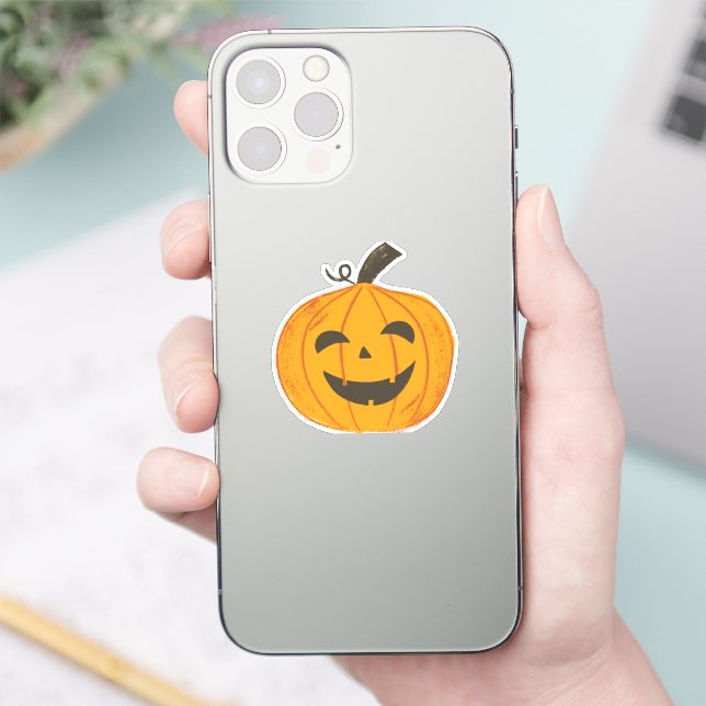 Spooky Halloween Pumpkin Sticker (Phone)