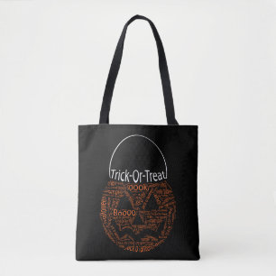 Spooky Halloween Pumpkin Typography Orange Black Tote Bag