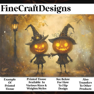 Spooky Halloween Pumpkin Witches AA9 Decoupage Tissue Paper