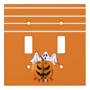 Spooky Halloween Pumpkin with Ghost and Spider Des Light Switch Cover