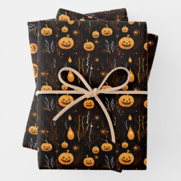 Spooky Halloween Pumpkin Wrapping Paper Sheets