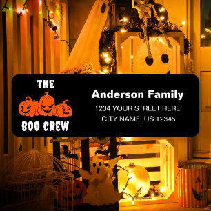 Spooky Halloween Pumpkins Boo Crew Return Address Label