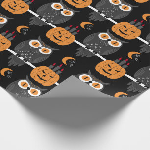 Spooky Halloween Pumpkins & Owls Jack-O-Lanterns Wrapping Paper