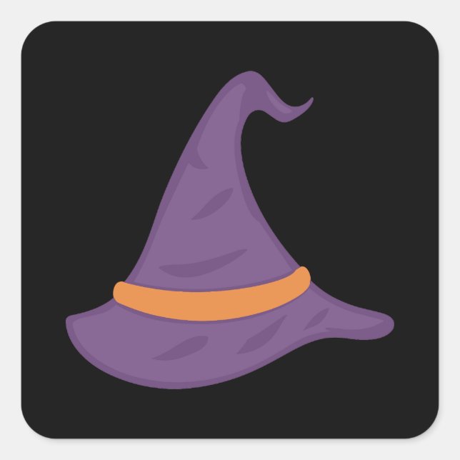 Spooky Halloween purple hat Square Sticker (Front)