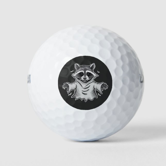 Spooky Halloween Raccoon Trash Panda Ghost  Golf Balls (Front)