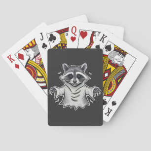 Spooky Halloween Raccoon Trash Panda Ghost Poker Cards