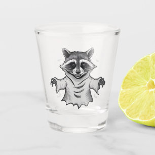 Spooky Halloween Raccoon Trash Panda Ghost  Shot Glass